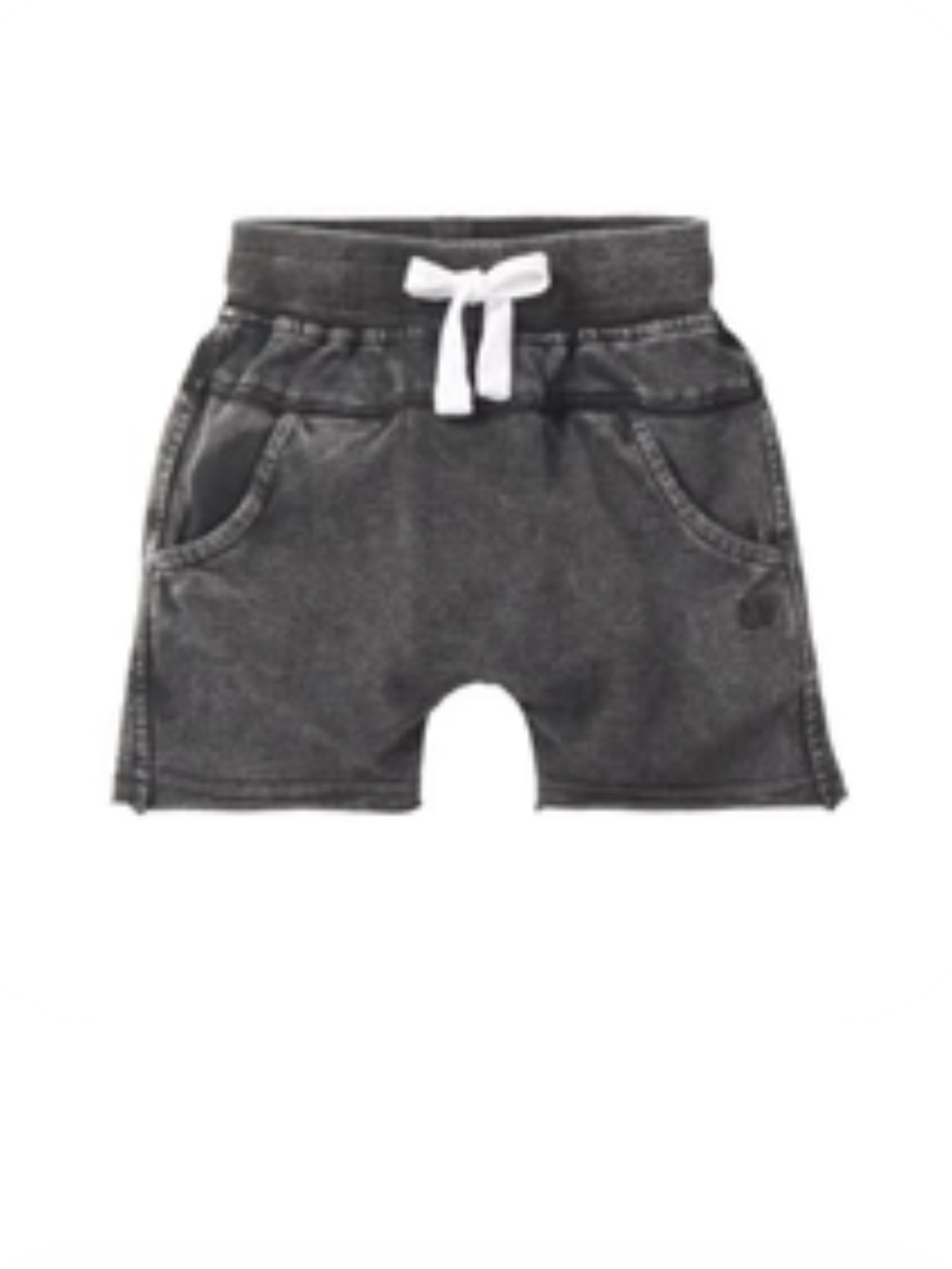 Acid Wash Raw Edge Harem Short - Black 4-5T